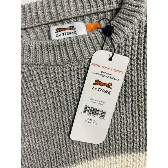 Le Tigre Mens Colorblock Sweater Embroidered Logo Crewneck Knit Sizes Small - XL - Picture 11 of 13